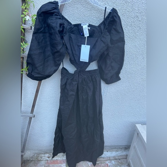 Vitamin A Cierra Cut Out Dress - Black EcoLinen New with Tags! - Picture 7 of 10